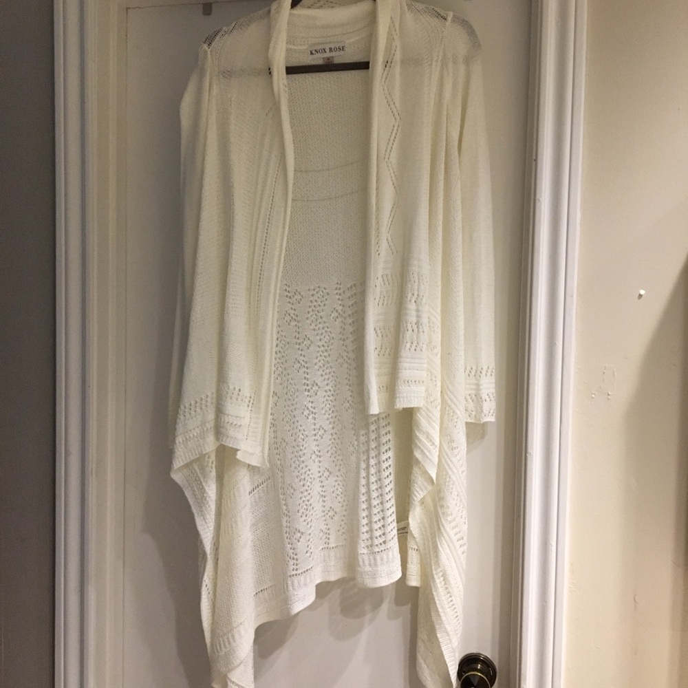 Knox Rose crochet draped cardigan white